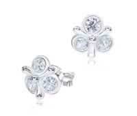 CZ Triangle Designed Silver Ear Stud STS-3277